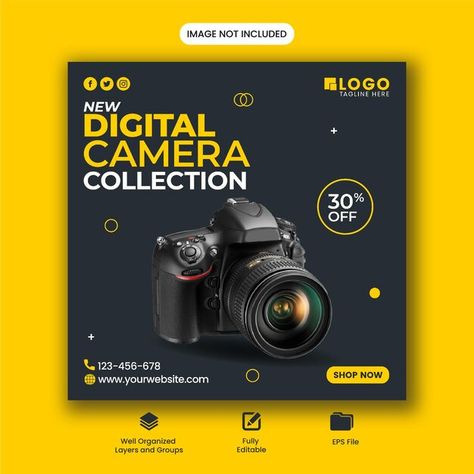 New digital camera collection social med... | Premium Vector #Freepik #vector #dslr #digital-camera #camera #dslr-camera Camera Social Media Post, Camera Poster, Square Poster, Camera Collection, Camera Dslr, Post Instagram, Iconic Photos, Dslr Camera, Media Post