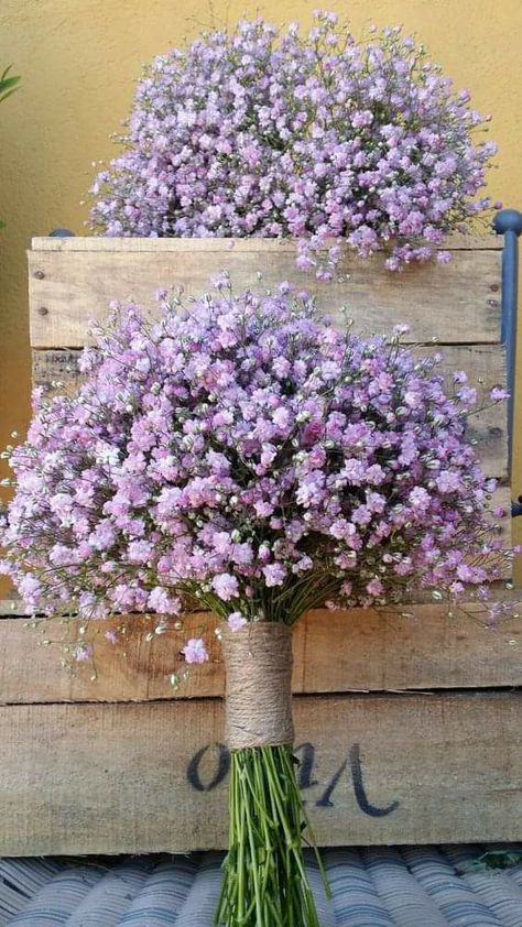 Baby's Breath Wedding Flowers, Inexpensive Wedding Flowers, Wedding Flower Trends, Lavender Wedding Flowers, Wedding Flower Guide, Lilac Bouquet, Diy Bridal Bouquet, Purple Wedding Bouquets, Centerpieces Diy