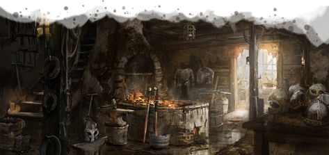 Homebrewery Images - homebrewery post - Imgur Fantasy Forge Concept Art, Fantasy Shop, Blacksmith Shop, Fantasy City, Art Competitions, Fantasy Setting, Dnd Art, Fantasy Places, Matte Painting