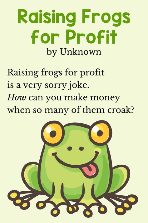 A short frog poem with pun. #poemsforkids #funnypoems #frogs #puns #shortpoems #multiplemeaningwords #homonyms Frog Poem, Poetry Terms, Poems For Kids, Poetic Devices, Childrens Poems, Multiple Meaning Words, Funny Poems, Teaching Poetry, Short Poems