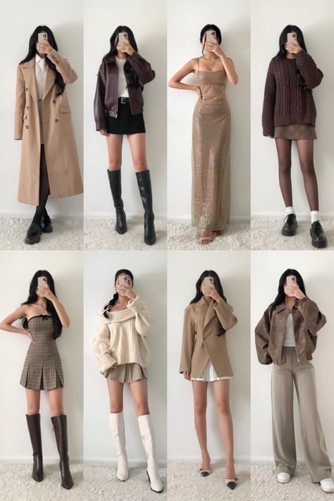 Neutral outfits, style inspo, ootd, fashion inspiration, outfit ideas, blazer, trousers, leather jacket, wool coat, fitswithval, knit chunky sweater, everyday looks Formal Korean Outfit, Outfit Formal Juvenil, Korean Formal Outfit, Beige Outfits, Knit Chunky Sweater, Inspiration Outfit Ideas, Knit Sweater Outfit, Simple Style Outfits, Neutral Outfits