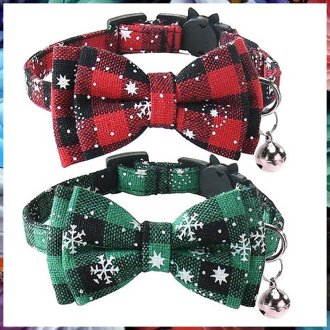 Malier Christmas Cat Collar with Snowflake Pattern Bow tie and Tiny Bell, Adorable Collar with Light Adjustable Buckle Pet Ac Christmas Cat Collar, Pets Supplies, Amazon Things, Christmas Snowflakes Pattern, Christmas Collar, Cat Stockings, Pet Stockings, Christmas Dog Collar, Cat Christmas Gift