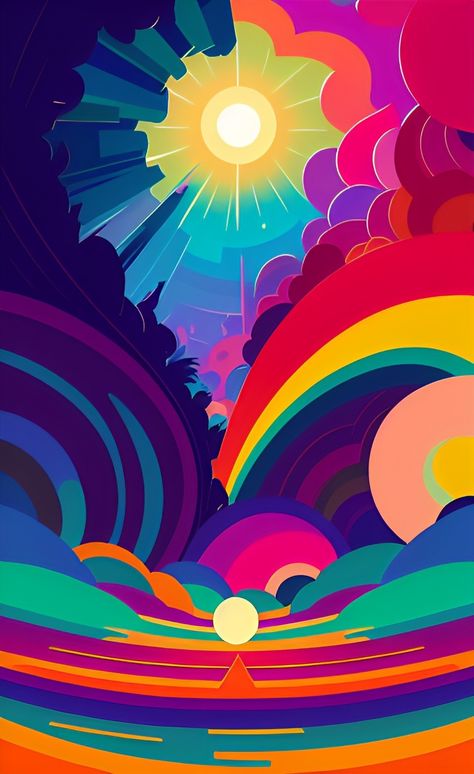 Abstract Digital Art Illustrations, Rainbow Illustration Art, Sun Abstract Art, Rainbow Artwork, Rainbow Vector, Rainbow Illustration, Background Artwork, Landscape Wallpapers, Iphone Wallpapers Hd