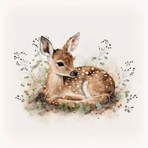 Animals Preschool Crafts, Baby Deer Art, Wallpaper Woodland, Animals Preschool, Deer Drawing, Woodland Animal Art, Baby Animal Drawings, Deer Illustration, Deer Painting