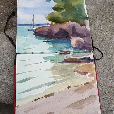 East Watercolour Painting, Sketches Landscape, Watercolor Practice, Watercolour Sketchbook, Watercolour Inspiration, Watercolor Sketchbook, Sketchbook Art Journal, Plein Air Paintings, Watercolor Inspiration