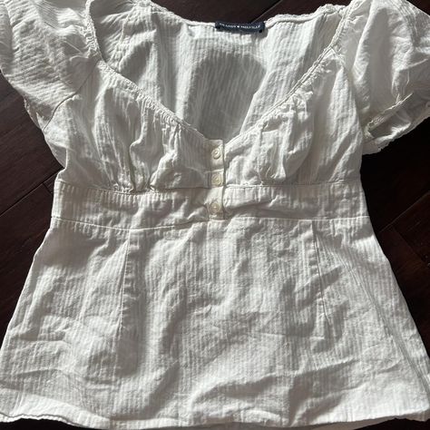 white brandy babydoll top worn 2-3x fits size xs-m... - Depop White Babydoll Top Outfit, Brunette Hazel Eyes, Babydoll Top Outfit, Prettiest Eyes, White Babydoll Top, A Wise Woman Once Said, Star Student, White Babydoll, Babydoll Shirt