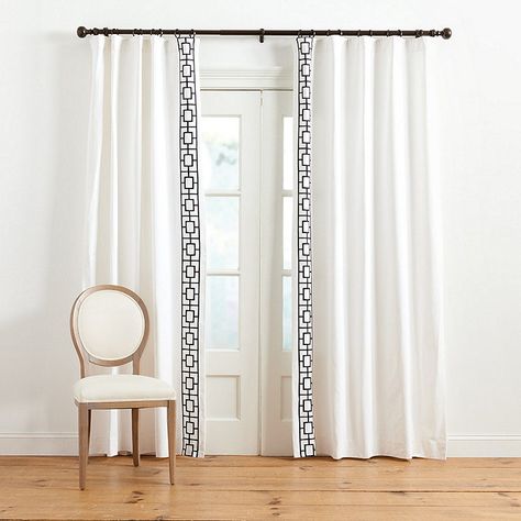 An airy square trellis drapery border creates a geometric frame of color for your window. The crisply designed pattern is embroidered on Super White cotton twill. Hangs from 3 rod pocket or included drapery pins.Embroidered Square Trellis Drapery Panel features:Cotton lined for privacy & sun protectionIncludes 10 drapery pinsImported Square Trellis, Outdoor Panels, Fabric Roman Shades, Trellis Panels, Window Casing, Craft Board, Custom Drapes, Drapery Panels, Curtain Patterns