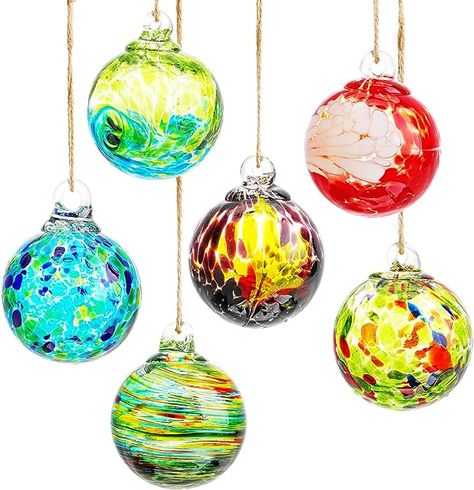 Amazon.com: 6pcs Hand-Blown Glass Ornaments Hanging Friendship Balls Glass Gazing Balls Glass Witches Balls for Home Window Outdoor Garden Patio Décor (2.3") : Patio, Lawn & Garden Hand Blown Glass Christmas Ornaments, Hand Blown Glass Ornaments, Handblown Glass Ornaments, Gazing Balls, Garden Patio Decor, Glass Christmas Balls, Christmas Ball Ornaments, Blown Glass Christmas Ornaments, Home Window