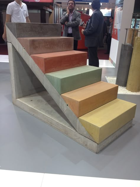 Pigmented concrete stairs Pigmented Concrete Architecture, Interior Concrete Stairs, Flush Skirting, Interior Open Space, Functional Architecture, Stairs Concrete, Pigmented Concrete, Stairs Colours, Concrete Exterior