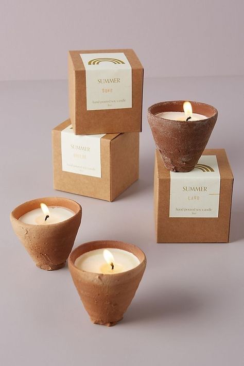 Lilin Aroma, Soya Mumu, Tanah Liat, Candle Packaging, Candle Business, Candle Inspiration, Homemade Candles, Small Candles, Candles Crafts