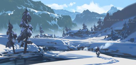 G Liulian Landscape Sketching, Snow Illustration, Bg Design, Digital Painting Techniques, Painting Snow, Location Inspiration, Landscape Concept, Scene Design, Winter Scenery