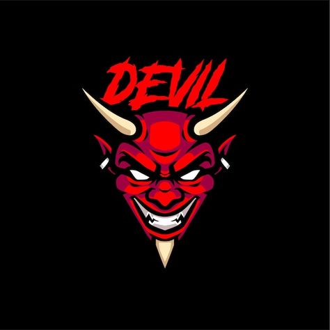 Gaming Logo Design Graphics, Red Devils Logo, Devil Logo Design, Devil Photos, Devil Images, Random Logo, Devil Emoji, Devil Logo, Mandala Tattoos For Women