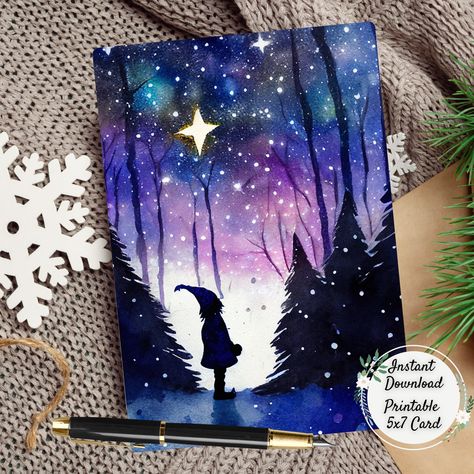 Excited to share the latest addition to my #etsy shop: Silhouette of a Gnome Girl Printable Winter Solstice Greeting Card, https://etsy.me/3EisC0O #blue #purple #uuholidaycard #gnomecard #wintersolsticecard Digital Art Christmas, Pagan Yule, Unitarian Universalist, Xmas Holidays, Christmas Postcard, Holiday Greeting Cards, Art Christmas, Winter Solstice, Simple Prints