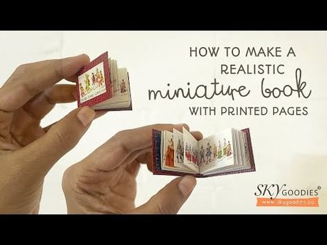 (336) Realistic Mini Book with Real Printed Pages: An easy tutorial to make your own miniature books - YouTube How To Make A Miniature Book, How To Make A Mini Book With Paper, Mini Books Diy Free Printable, How To Make A Mini Book, Diy Tiny Books, Mini Book Tutorial, Mini Books Diy, Dollhouse Books, Mini Book