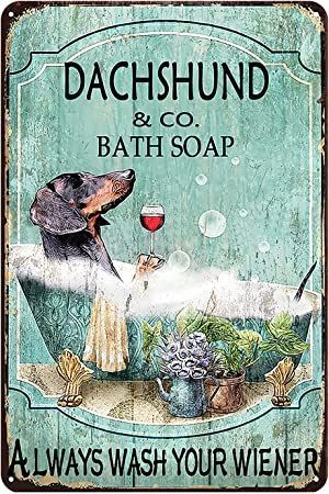 Bathroom Wall Decor Art, Vintage Bathroom Decor, Indoor Dog, Retro Sign, Vintage Tin Signs, Bath Soap, Wall Art Plaques, Vintage Bar, Poster Retro