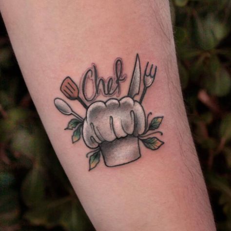 Custom Tattoo - Antalya — Another chef tattoo... Female Chef Tattoo, Cooking Tattoo, Culinary Tattoos, Traditional Tattoo Drawings, Chef Tattoo, Tato Tradisional, Food Tattoos, Cactus Tattoo, Tattoo Skin