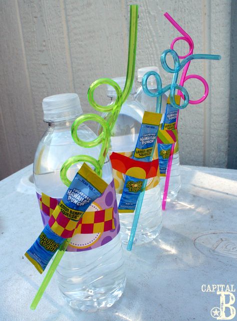 Drix Mix Party Favors | Budget Birthday Favors via Pretty My Party Birthday Favor Ideas, Geek Party, Budget Birthday, Pool Party Favors, Slumber Party Games, Hotel Party, Pool Birthday, Ladybug Party, Party Favors For Kids Birthday