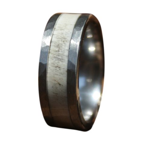 Tungsten Deer Antler Ring with Hammered Edge - Rugged and Strong for the Man's man in your life! Antler Wedding Ring, Antler Engagement Ring, Deer Antler Wedding Rings, Deer Antler Wedding Band, Deer Antler Wedding, Antler Rings, Antler Wedding Rings, Camo Rings, Antler Wedding Band