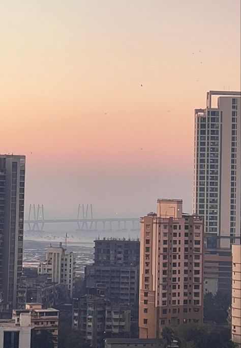 mumbai sunset, south bombay, worli sea link sunset Mumbai Apartment Aesthetic, South Bombay Aesthetic, Mumbai Sunset, Worli Sea Link, South Bombay, Mumbai Apartment, City Life Photography, Apartment View, Mumbai City