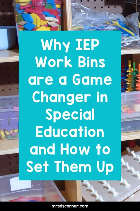 Cbi Classroom Special Education, Small Resource Classroom Setup, Sped Learning Activities, Kindergarten Special Ed Activities, Centers In Special Education Classroom, Aba Classroom Setup Work Stations, Special Education Classroom Bulletin Board Ideas, Iep Task Boxes, Iep Bins Student