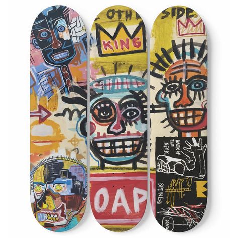 Jean Michel Basquiat - Mixed Art - 3-piece Skateboard Wall Art | acrylic painting food
, kitchen artwork painting
, kitchen artwork painting
, acrylic painting kitchen art
, oil painting food
, kitchen paintings art wall decor
, kitchen paintings art wall decor bohemian
, fruit wall art
, fruit art print
, fruit painting prints
, abstract fruit painting
, fruit canvas painting Basquiat Skateboard, Basquiat Graffiti, Basquiat Inspired, Graffiti King, Graffiti Culture, Pop Art Wall Decor, Banksy Mural, Teen Wall, Art Skateboard