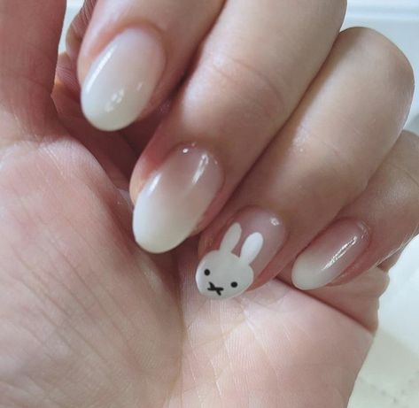 Korean Summer Nails, Txt Nails, Miffy Nails, Bunny Nails, Cute Simple Nails, Blush Nails, Really Cute Nails, Pretty Gel Nails, Soft Nails