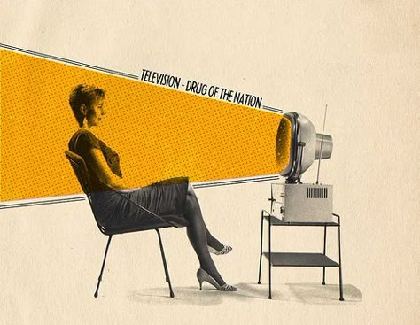 television, drug of the nation Sammy Slabbinck, Graphic Design Vintage, Surreal Artwork, Surreal Collage, Vintage Collage, Collage Illustration, Collage Design, Design Posters, Graphic Design Posters