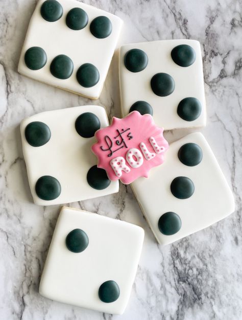 Bring On The Fun With Bunco Cookies! - Your Baking Bestie Bunco Royal Icing Cookies, Bunco Cookies Decorated, Dice Cookies, Bunco Cookies, Bunco Night, Cut Out Cookie Recipe, Royal Icing Transfers, Cookie Business, Decorating Cookies