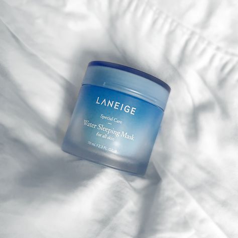 Sleeping Face Mask, Water Sleeping Mask, Laneige Water Sleeping Mask, Mask Aesthetic, Skincare Products Photography, Blue Lips, Light Blue Aesthetic, Overnight Mask, Laneige Lip Sleeping Mask