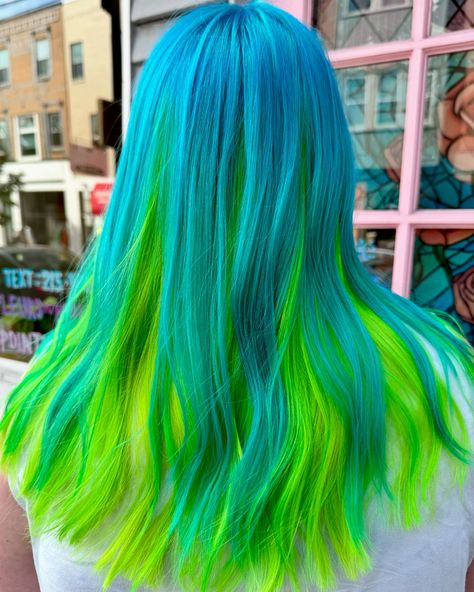 @pravana •aqua marine •neon yellow •neon green #neonhair #colorblockhair #pravana #pravanavivids #phillyhairstylist #phillyhair #phillyhairsalon #phillyvivids #phillyvividhair #phillyvividhaircolor #phillyvividhaircolorist #althairphilly #queenvillage Teal And Neon Green Hair, Neon Green Hair, Color Block Hair, Redesign Ideas, Pravana Vivids, Vivid Hair Color, Teal Hair, Neon Hair, Yellow Neon