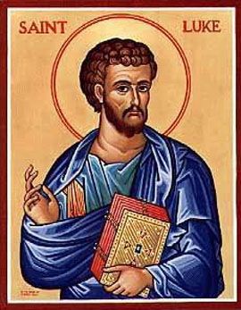 Feast of St. Luke; Christian Religious Observance; October 18; Greek physician, disciple, evangelist, and companion of St. Paul; author of the 3rd Gospel and of the Acts of the Apostles, covering the years A.D. ca. 35–63; died of old age. Patron saint of painters and physicians. His emblem is the ox. Monastery Icons, Luke The Evangelist, St Luke, St John The Evangelist, Gospel Of Luke, John The Evangelist, Saint Luke, Religious Images, Religious Icons