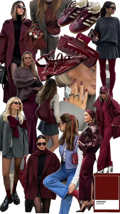 bordeaux mode fall outfit Winter Typ, Autumn Trends, Nye Outfits, Mood Board Fashion, Fashion 2024, Inspiration Mode, 2024 Fashion, Outfit Style, Fall Winter Outfits