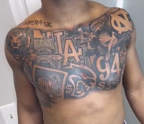 Hood Chest Tattoos Men, Men Stomach Tattoos, Full Chest Tattoo Men, Men Chest Tattoo Ideas, Half Chest Tattoo Men Ideas, Chest Piece Tattoos Mens, Chest Tattoo Men Ideas, Tattoo Men Ideas, Crown Tattoo Men