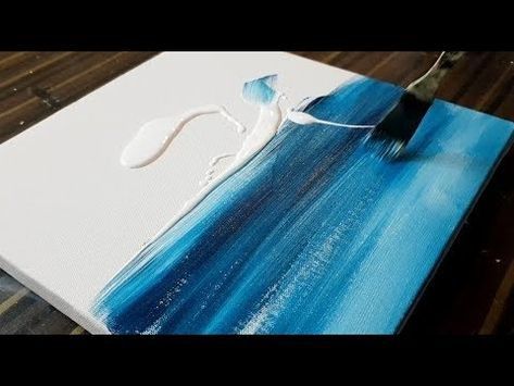 Easy Abstract Painting, Easy Abstract Art, Easy Landscape Paintings, Free Painting, Abstract Painting Techniques, Painting Demo, Soyut Sanat Tabloları, Watercolor Paintings Easy, Wave Painting