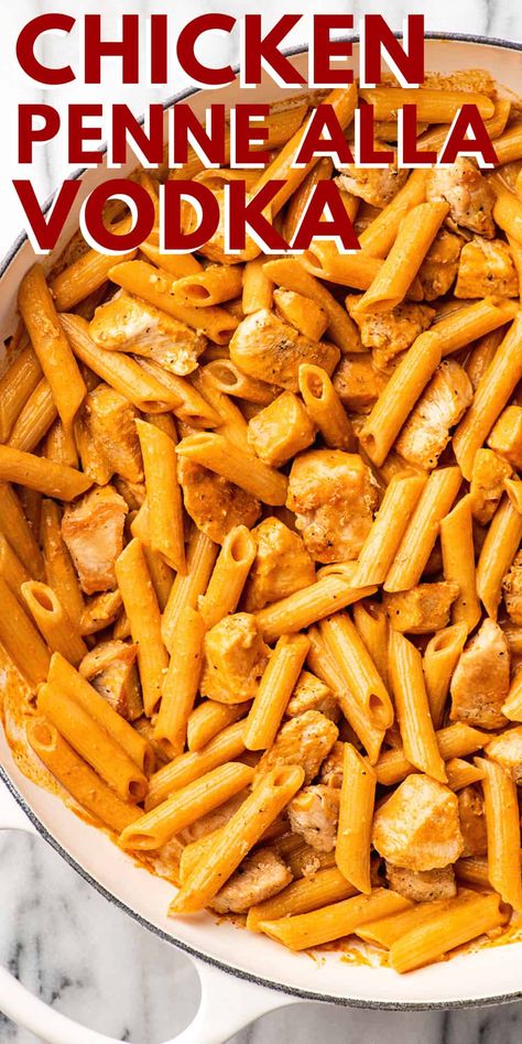 Chicken Pasta With Vodka Sauce Recipe, Penne Ala Vodka With Chicken, Vodka Chicken Recipes, Canned Vodka Sauce Recipes, Chicken A La Vodka, Chicken A La Vodka Recipes, Chicken And Vodka Sauce Pasta, Crockpot Vodka Sauce Chicken, Penne A La Vodka With Chicken