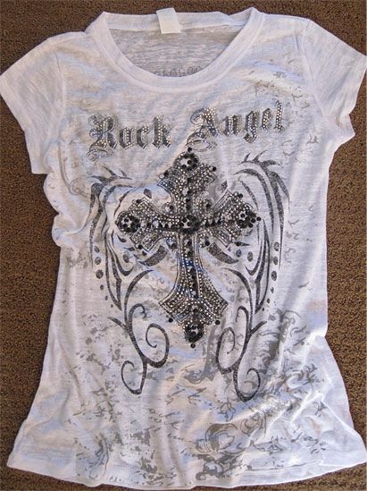 Mcbling Shirts, Downtown Shirts, 2000s Rock Fashion, 2000s Shirts, Angel Y2k, 2000s Rock, Angel Top, Y2k Shirts, Angel Shirt