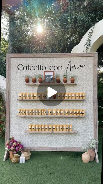 Elisa Marie ✿ on Instagram: "One of my favorite parts of our wedding ~ the cafecito wall ☕️✨ Carlos & I LOVE getting coffee together every weekend and trying out new spots so this was the perfect wedding favor 🫶🏻 The wall is from @alwaysparticular who did an amazing job! We used @philzcoffee Philtered Soul coffee beans and ordered custom stickers off @canva for the bags! 

This was inspired by @kristinatrejoo whose wedding I loved 🤍

#wedding #weddingday #weddinginspiration #weddingideas #socalwedding #weddingfavors #weddingcontentcreator #weddingreels #reelsinstagram #reelitfeelit #reelsviral #trendingreels #tivoliweddings #coffee #coffeetime #weddinginspo #weddingdetails" Wedding Favor Wall, Coffee Reception, Lavender Wedding Theme, Coffee Together, Cuban Coffee, Coffee Wedding, Coffee Theme, Socal Wedding, Lavender Wedding