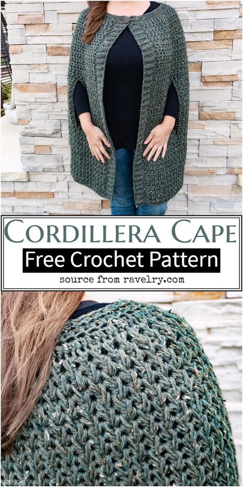 Crochet Cape Pattern Free, Cape Pattern Free, Crocheted Cape, Crochet Caplet, Crochet Cape Pattern, Crochet Wraps, Gorgeous Crochet, Crochet Cape, Cape Pattern