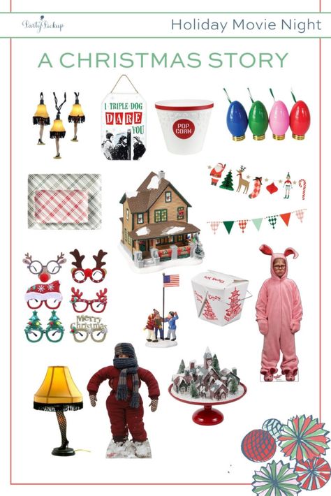 A Christmas Story Movie Night - party-pickup.com Christmas Story Movie Night, A Christmas Story Aesthetic, A Christmas Story Party, Christmas Story Party Ideas, A Christmas Story Movie, Creative Treats, Christmas Story Movie, Holiday Movie Night, Christmas Appetizers Party