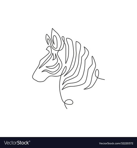 Single continuous line drawing elegant zebra vector image Zebra Vector, Zebra Tattoos, Drawing Elegant, Animal Concept, Zebra Drawing, Zebra Head, Line Art Images, Purple Zebra, Wood Wall Art Diy