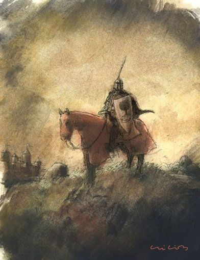 Ivanhoe cover illustration. Jordi Vila Delclòs Ivanhoe Illustration, Walter Scott, Cover Illustration, Fantasy Setting, Literature, Sketch, Horses, Paintings, Book Cover