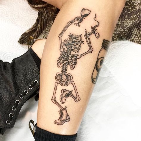 Octopus Tattoo Sleeve, Umbrella Tattoo, Skeleton Tattoo, Tarot Tattoo, Skeleton Tattoos, Fine Line Tattoo, Fire Tattoo, Inspiration Tattoos, Red Ink Tattoos