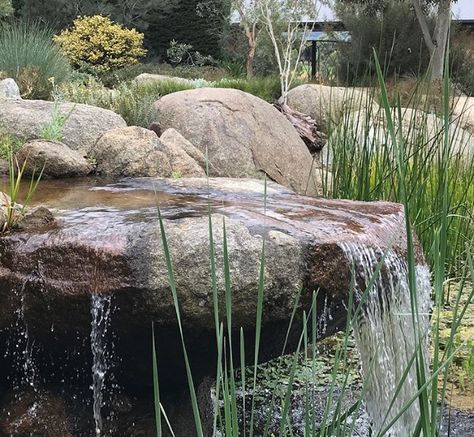 Wildlife Water Feature, Basalt Water Feature, Japanese Water Feature, Modern Wildlife Pond, Garden Wildlife Pond, Water Fountain Design, Water Architecture, Natural Swimming Ponds, Wildlife Pond With Waterfall