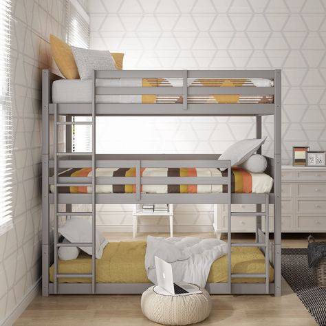 Bunk Beds For Teens, Bunk Beds Toddler, Triple Bed, Kids Bed Frames, Triple Bunk Bed, Triple Bunk, Bunk Beds With Drawers, Big Kid Bed, Twin Bunk Bed