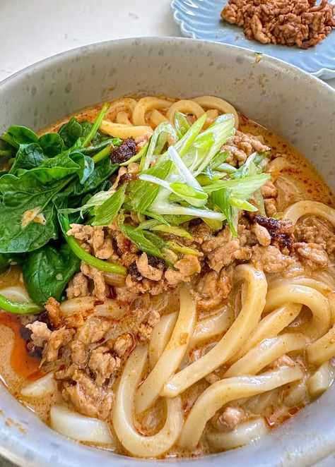 Tan Tan Noodles, Tan Tan Noodles Recipe, Cheese Rangoon Recipe, Pork Udon, Hot And Sour Soup, Crab Rangoon, Beef Bone Broth, Sour Soup, Udon Noodles