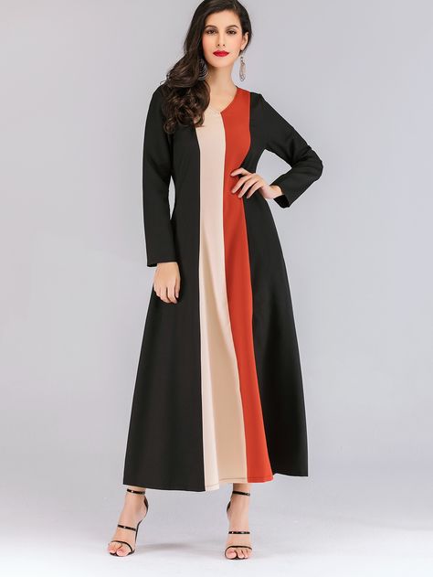 Color Block Dress Pattern, Diy Teas, Maxie Dress, Arabian Dress, Color Blocking Outfits, Natural Clothing, Dress Sleeve Length, Color Block Dress, Dress Woman