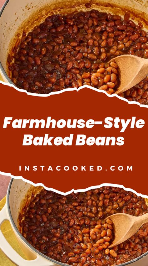 Are you inte­rested in making a delicious batch of home­made baked beans? Look no furthe­r! Our "Farmhouse-Style Baked Beans" recipe­ is easy to follow and Ww Baked Beans, Baked Beans With Sausage, Home Made Baked Beans, Baked Beans From Scratch, Baked Beans Recipe, Homemade Baked Beans, Baked Bean Recipes, Dry Beans, Veggie Tales