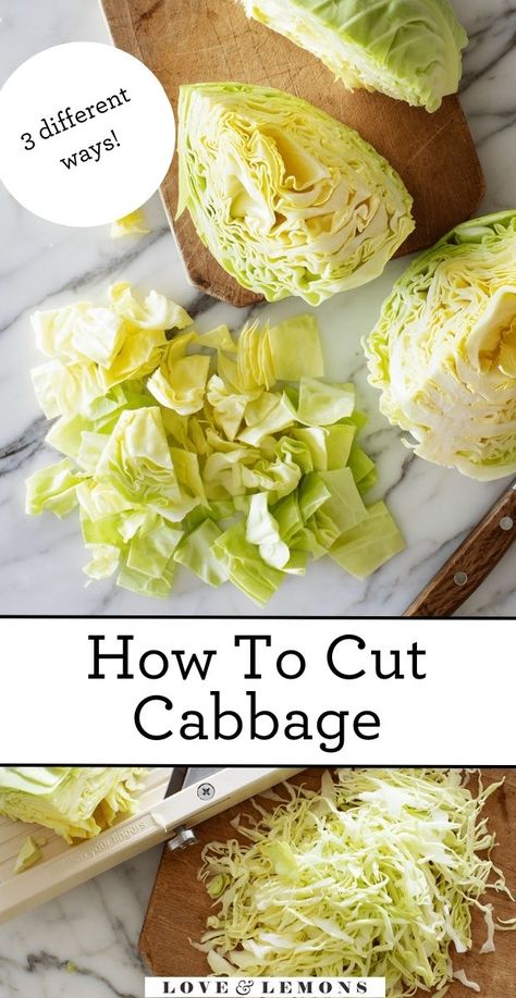 How To Cut Cabbage, Best Cabbage Recipe, Cabbage Varieties, Pickled Cabbage, Cooked Cabbage, Feel Good Food, Cooking 101, Cabbage Soup, Cooking Basics