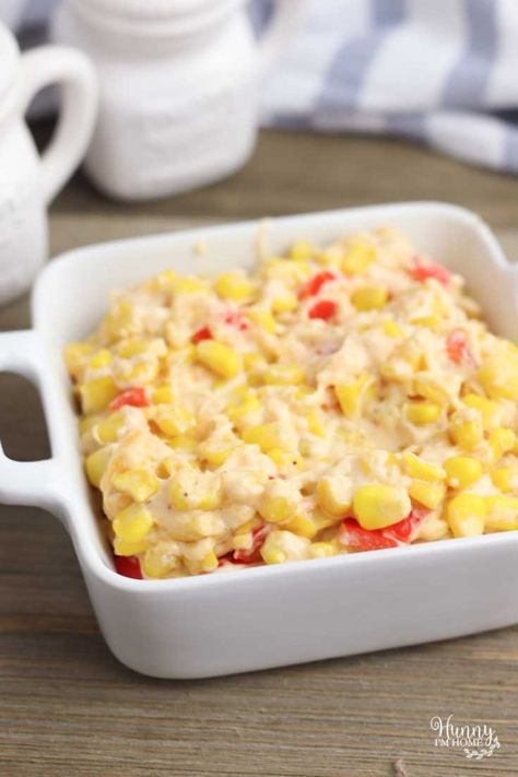 Fiesta Corn Casserole, Mexican Corn Casserole, Corn Bake, Smoked Jalapeno, Roasted Jalapeno, Corn Casserole Recipe, Mexican Corn, Baked Corn, Jalapeno Cheddar