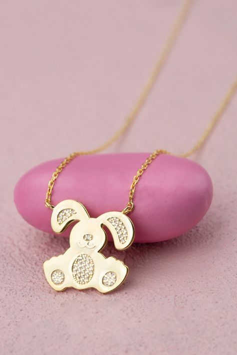 Gold Diamond Bunny Rabbit Necklace for Women, 14k 18k 10k Gold Everyday Animal Lover Necklace, Easter Gift Jewelry Idea Rabbits symbolize sensitivity, gentleness, fertility, new beginnings, and good luck   FEATURES * Solid Gold (real gold, not gold plated or gold filled material) * Gold Karat: 10K (417) - 14K (585) - 18K (750) (optional) * Pendant Height: 0.61 Inches (1.55 cm) * Pendant Width: 0.60 Inches (1.52 cm) * Available Gold Color: Yellow gold, rose gold and white gold (optional) * Diamon Panther Jewelry, Rabbit Necklace, Rabbit Jewelry, Lover Necklace, Rabbit Pattern, Lovers Necklace, Solid Gold Necklace, Blue Evil Eye, Chain Extenders